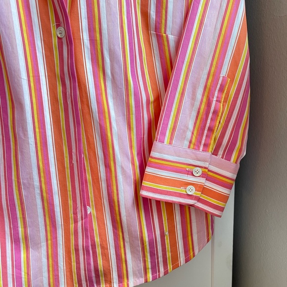 J. Crew Striped Orange and Pink Button Down Shirt! - Picture 5 of 8